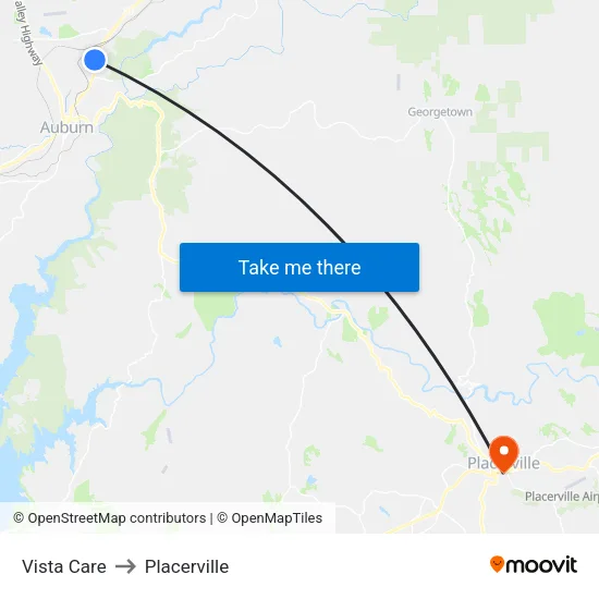 Vista Care to Placerville map
