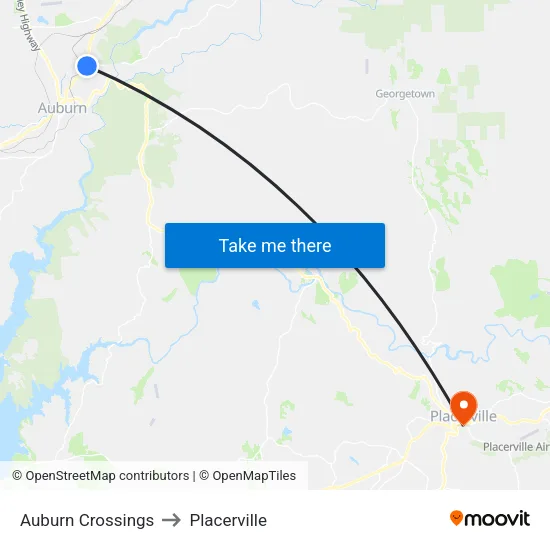 Auburn Crossings to Placerville map
