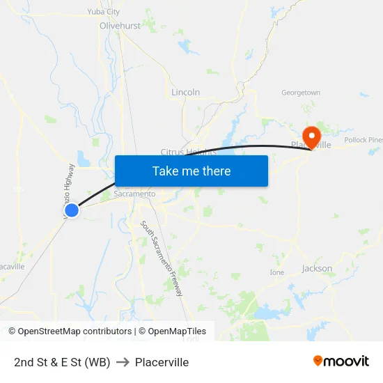 2nd St & E St (WB) to Placerville map