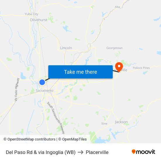 Del Paso Rd & via Ingoglia (WB) to Placerville map