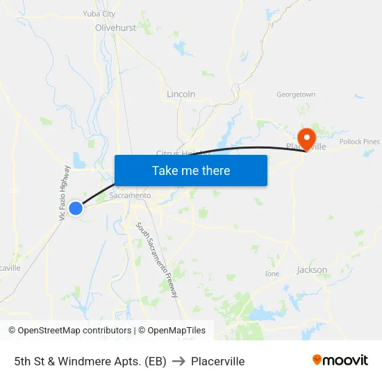 5th St & Windmere Apts. (EB) to Placerville map