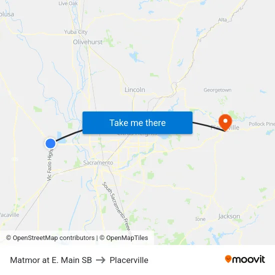 Matmor at E. Main SB to Placerville map