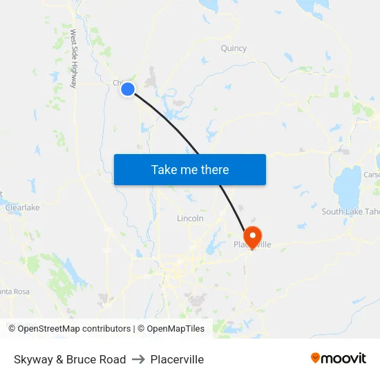 Skyway & Bruce Road to Placerville map