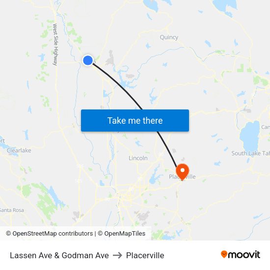 Lassen Ave & Godman Ave to Placerville map