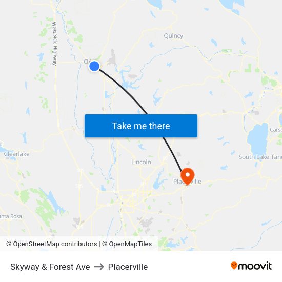 Skyway & Forest Ave to Placerville map