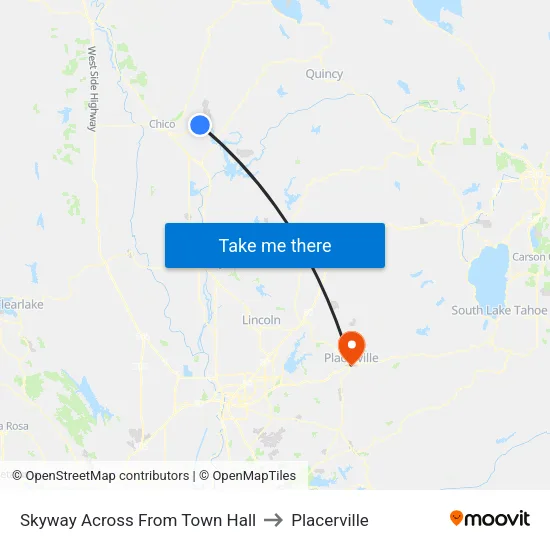 Skyway Across From Town Hall to Placerville map