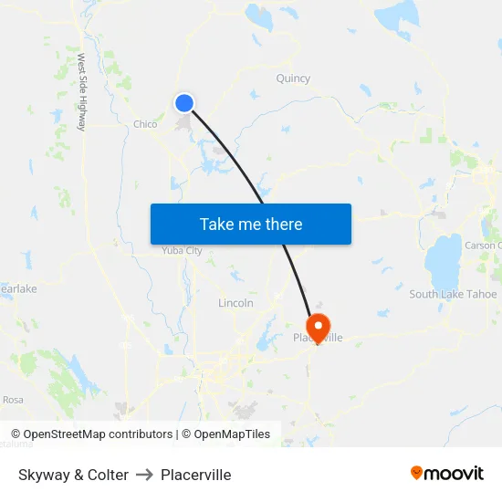 Skyway & Colter to Placerville map