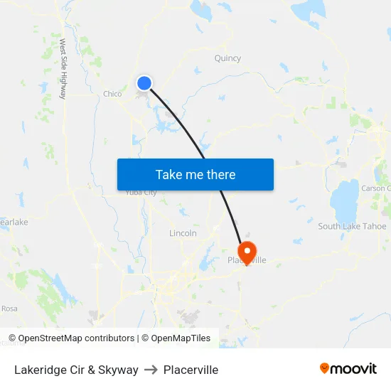 Lakeridge Cir & Skyway to Placerville map
