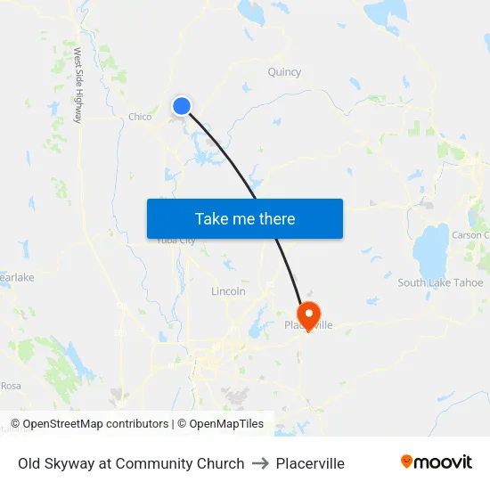 Old Skyway at Community Church to Placerville map