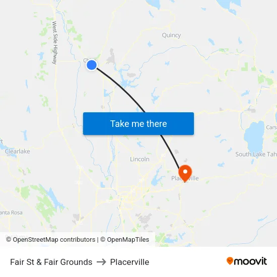 Fair St & Fair Grounds to Placerville map