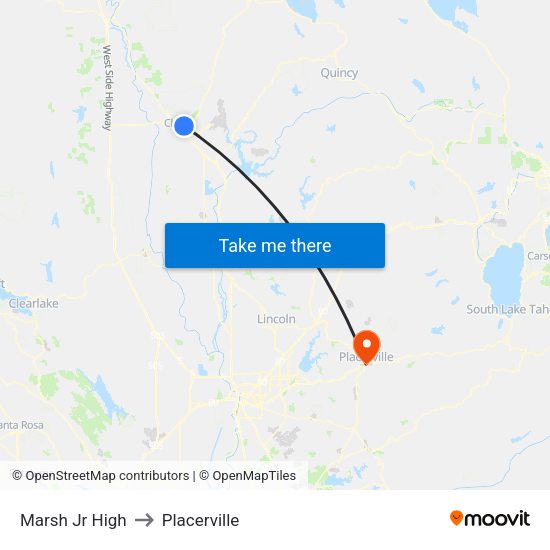 Marsh Jr High to Placerville map