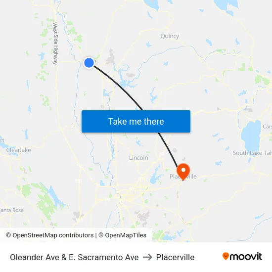 Oleander Ave & E. Sacramento Ave to Placerville map