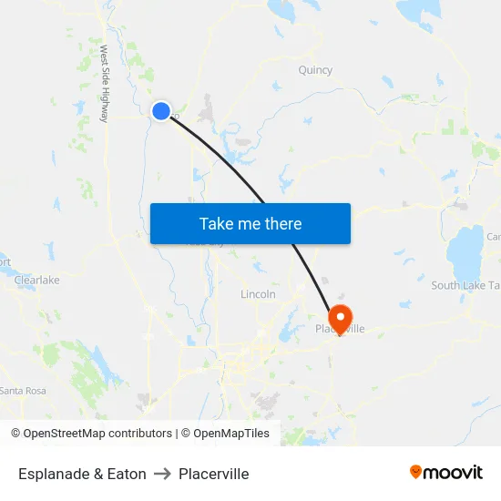 Esplanade & Eaton to Placerville map