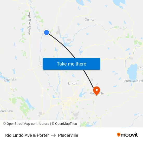 Rio Lindo Ave & Porter to Placerville map