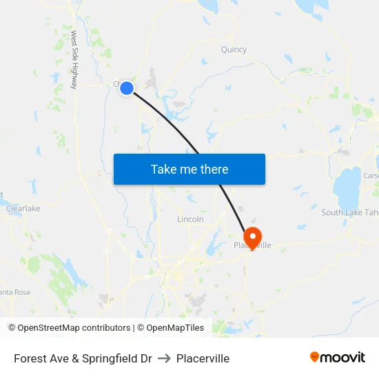 Forest Ave & Springfield Dr to Placerville map