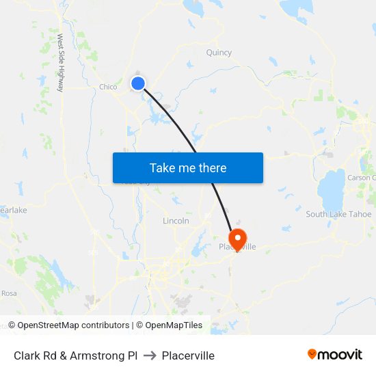 Clark Rd & Armstrong Pl to Placerville map
