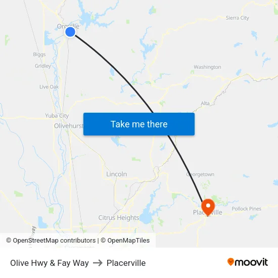 Olive Hwy & Fay Way to Placerville map