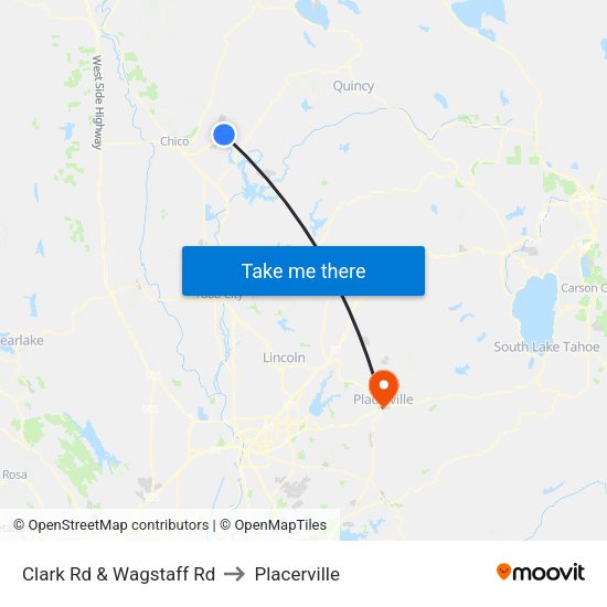 Clark Rd & Wagstaff Rd to Placerville map