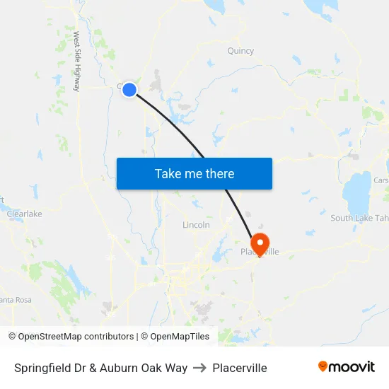 Springfield Dr & Auburn Oak Way to Placerville map
