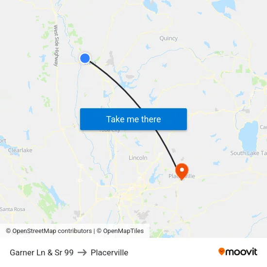 Garner Ln & Sr 99 to Placerville map