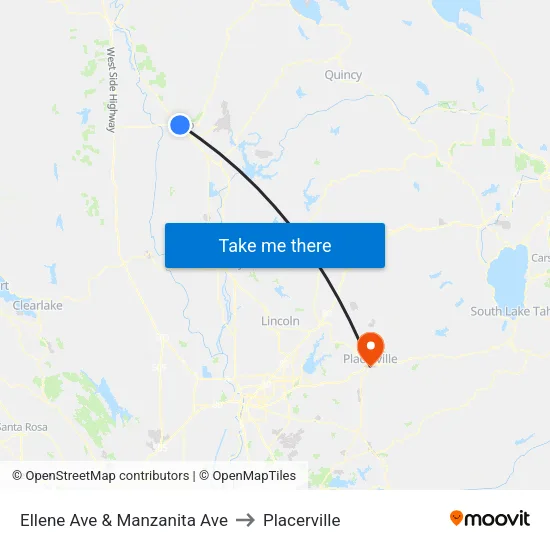 Ellene Ave & Manzanita Ave to Placerville map