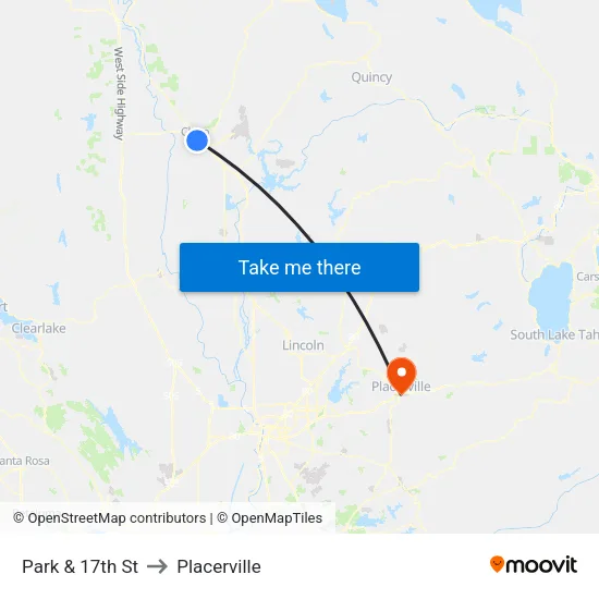 Park & 17th St to Placerville map