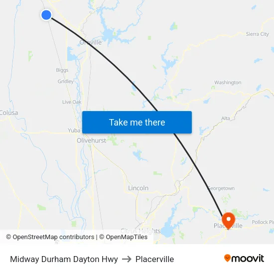 Midway Durham Dayton Hwy to Placerville map
