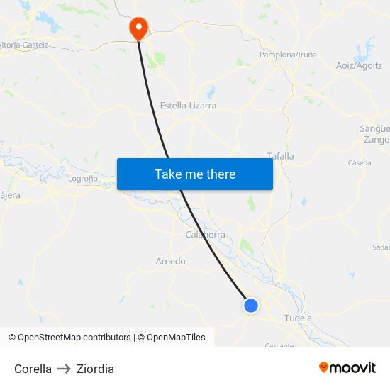 Corella to Ziordia map