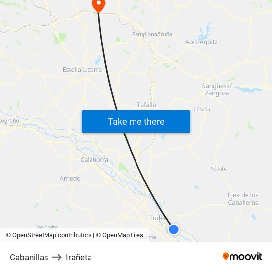 Cabanillas to Irañeta map