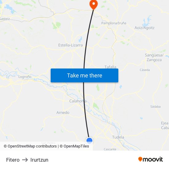 Fitero to Irurtzun map