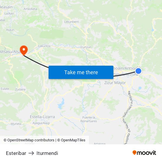 Esteribar to Iturmendi map
