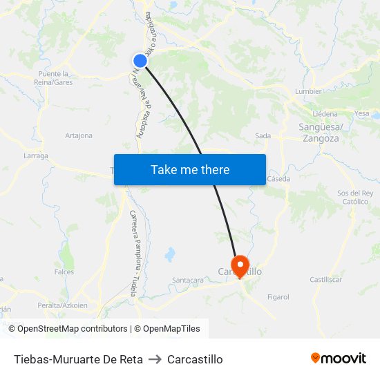 Tiebas-Muruarte De Reta to Carcastillo map