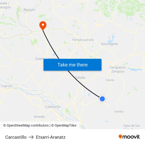 Carcastillo to Etxarri-Aranatz map