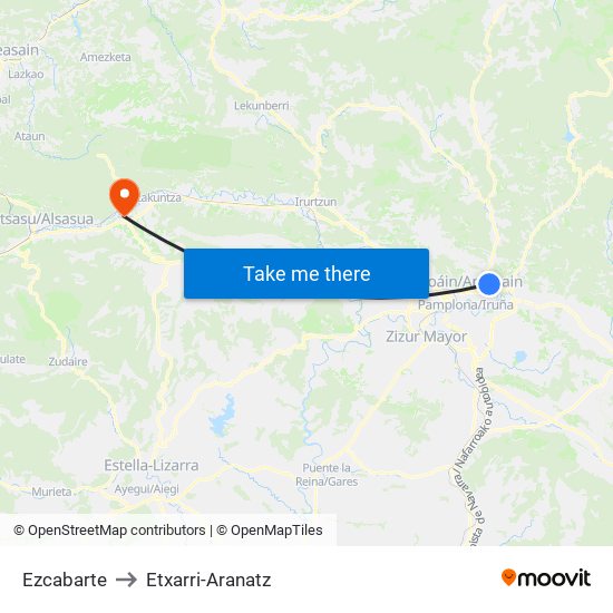 Ezcabarte to Etxarri-Aranatz map