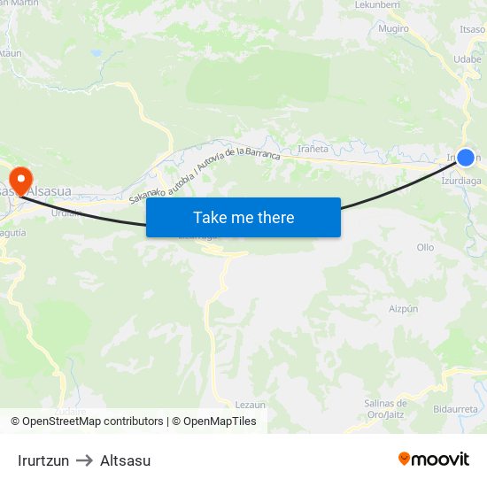 Irurtzun to Altsasu map