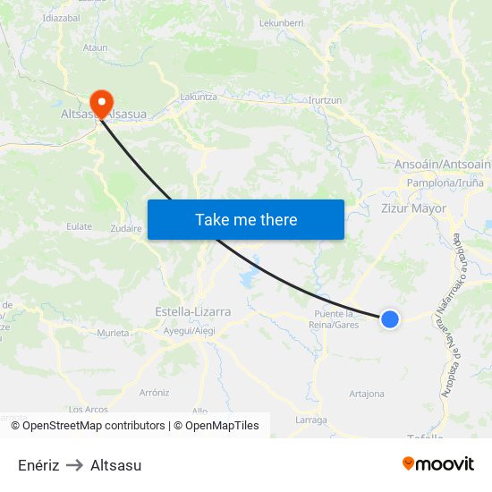 Enériz to Altsasu map