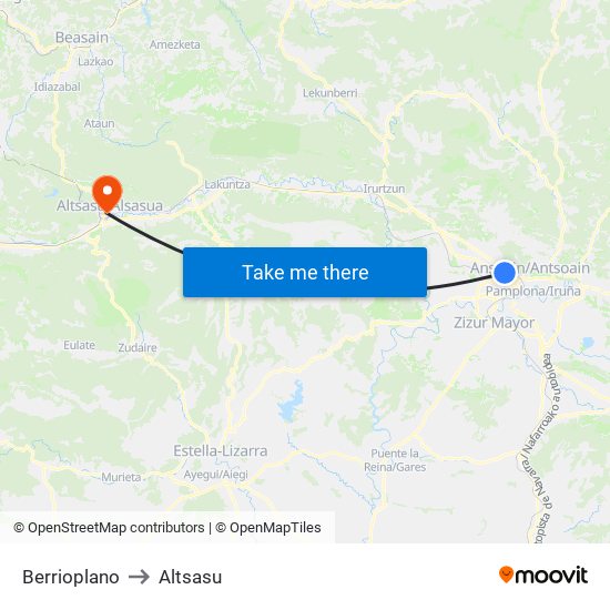 Berrioplano to Altsasu map