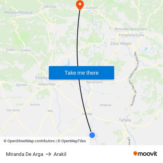 Miranda De Arga to Arakil map