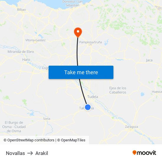 Novallas to Arakil map