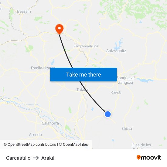 Carcastillo to Arakil map