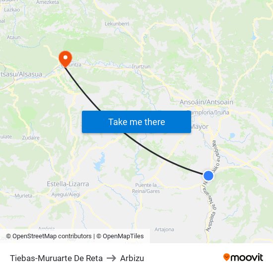 Tiebas-Muruarte De Reta to Arbizu map