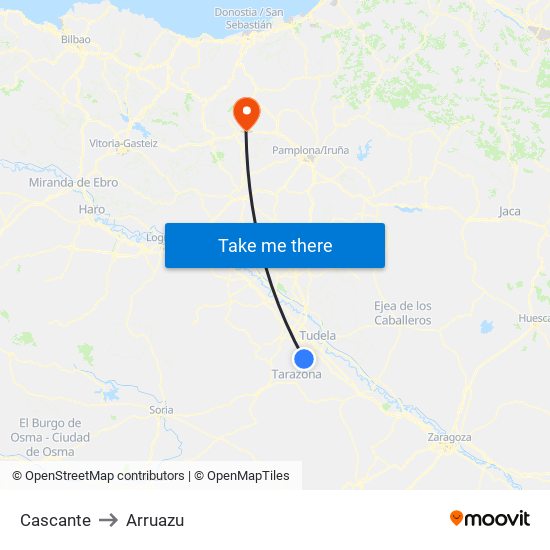 Cascante to Arruazu map