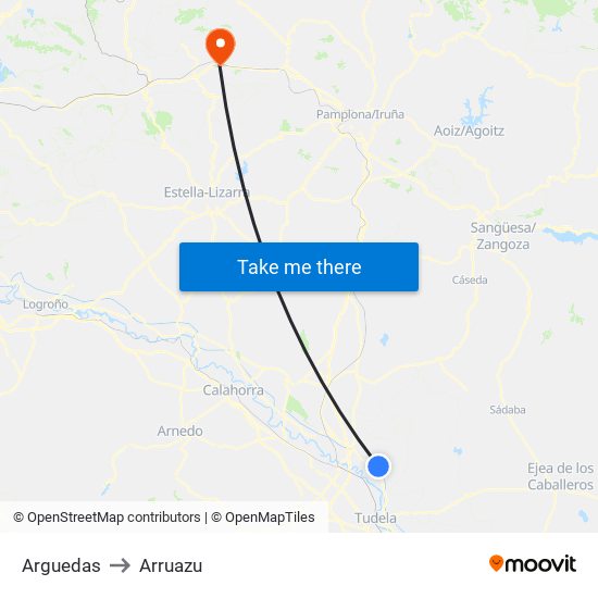 Arguedas to Arruazu map