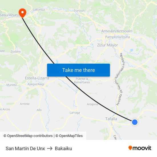 San Martín De Unx to Bakaiku map