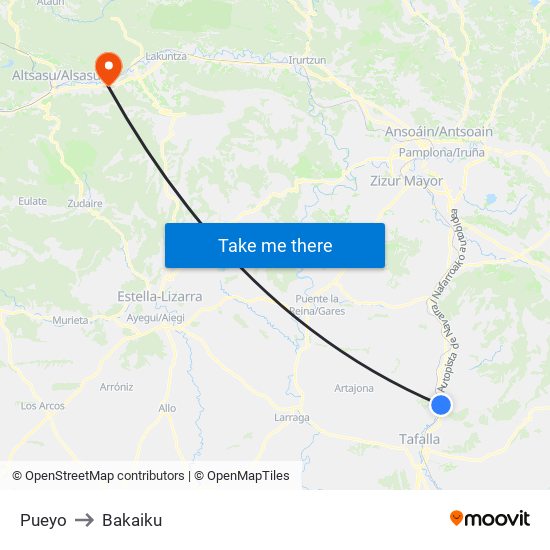 Pueyo to Bakaiku map