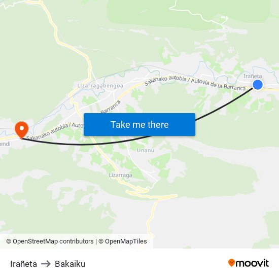 Irañeta to Bakaiku map