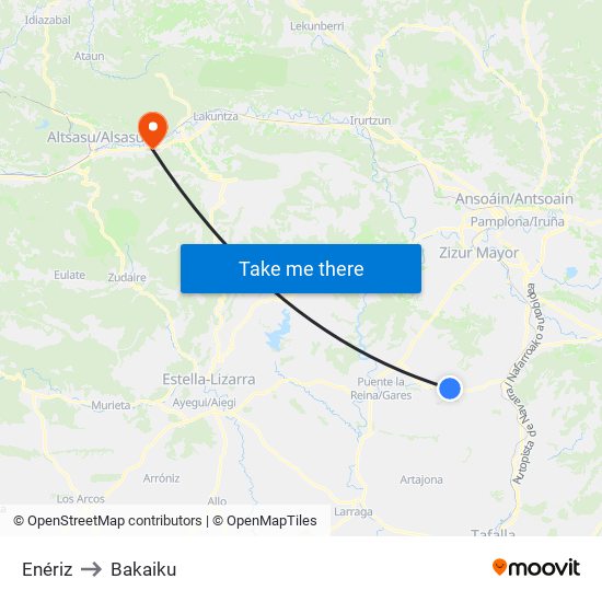 Enériz to Bakaiku map