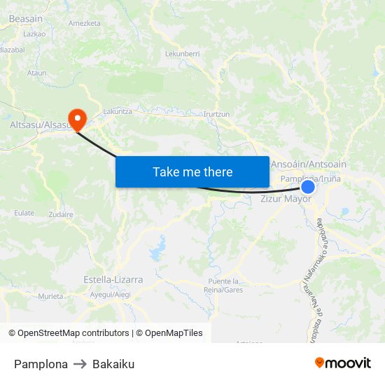 Pamplona to Bakaiku map