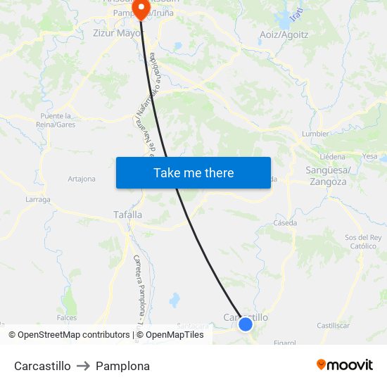 Carcastillo to Pamplona map