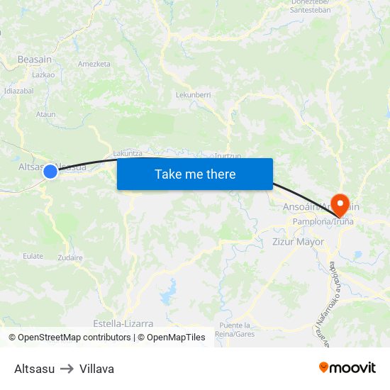 Altsasu to Villava map